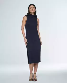 Платье миди без рукавов с высоким воротником & Me Unlimited, темно-синий