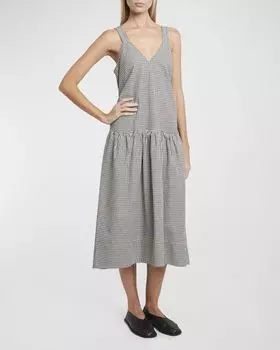 Платье миди без рукавов с заниженной талией Sasha Proenza Schouler White Label, цвет Blackivory