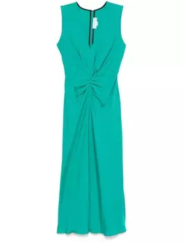Платье миди без рукавов со сборками Victoria Beckham, зеленый