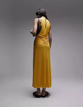 Платье миди без рукавов в рубчик из джерси с завязкой на талии Topshop