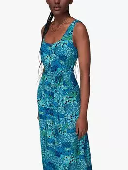 Платье миди без рукавов Whistles Spring Meadow, Синий/Мульти