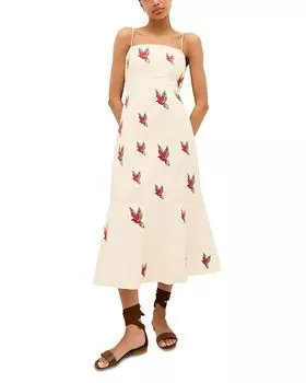 Платье миди Birdie с воланами Marie Oliver, коричневый/бежевый