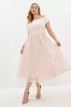 Платье миди больших размеров с вышивкой Coast, розовый