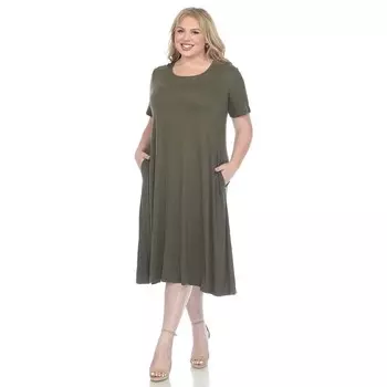 Платье миди больших размеров с короткими рукавами WM Fashion, цвет Olive