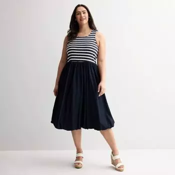 Платье миди больших размеров с подолом-пузырьком Nine West, цвет sky captain