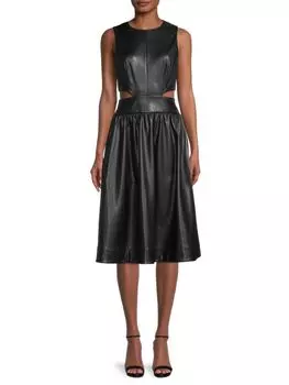 Платье миди Brit из искусственной кожи с вырезами Toccin, цвет Jet