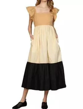 Платье-миди Brooke в стиле колор-блок Olivia James the Label, цвет colorblock