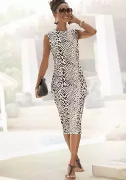 Платье миди Buffalo с животным принтом, черный