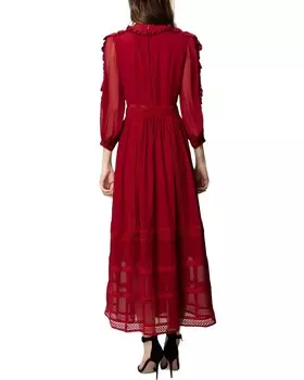 Платье миди BURRYCO из шелковой смеси, цвет Wine Red