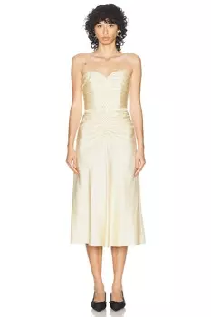 Платье-миди-бюстье Alessandra Rich, кремовый/коричневый