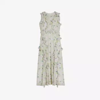 Платье миди Calinia из переработанного полиэстера с принтом и оборками Ted Baker, сиреневый