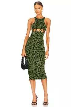 Платье миди Camila Coelho Trinity, цвет Black & Green