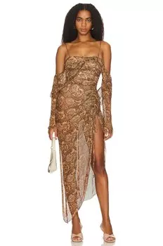Платье миди Camila Coelho Willow, цвет Brown Paisley
