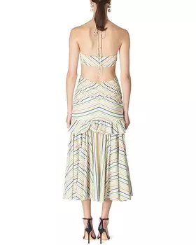 Платье миди Carolina Herrera с лямкой-бандо и оборками по краям, розовый