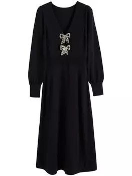 Платье миди Chinti & Parker с бантом и брошью, черный