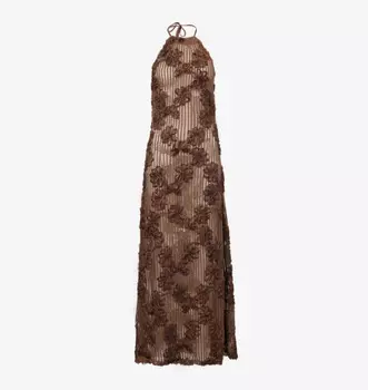 Платье-Миди Cici из эластичной ткани, связанное крючком Amy Lynn, коричневый