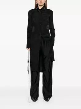 Платье-миди Coperni с кожаным воротником, черный