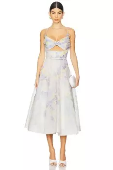 Платье миди crush с перекрученным передом Zimmermann, сиреневый