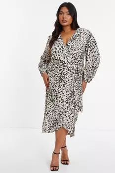 Платье миди Curve Stone Animal Print QUIZ Clothing