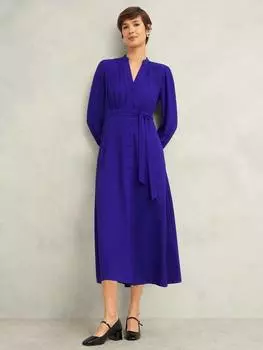 Платье миди цвета пиона Hobbs, цвет Cobalt Blue