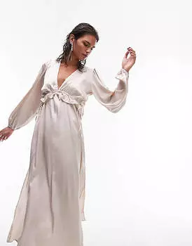 Платье миди цвета шампанского из атласа Topshop riviera