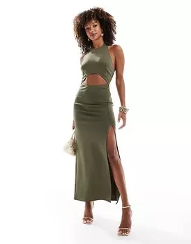 Платье миди цвета скуба с вырезами ASOS DESIGN