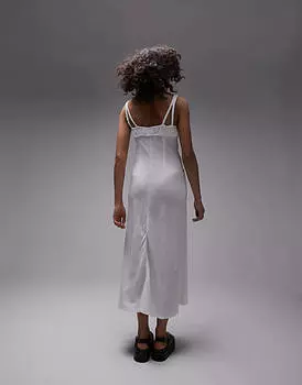 Платье миди цвета слоновой кости со сборками Topshop