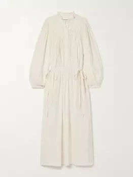 Платье миди Dalida из смесового хлопка и вуали со сборками Marant toile, белый