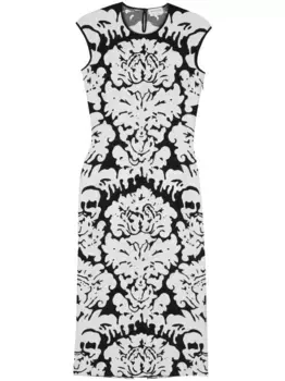 Платье миди Damask Alexander McQueen, черный