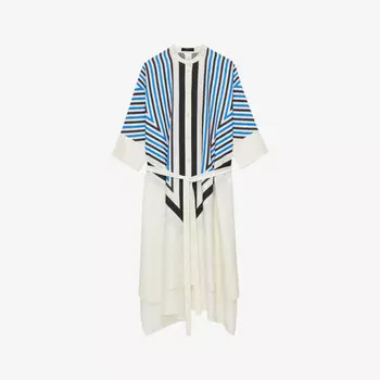 Платье-Миди Dania cretto с принтом из смесового шелка Joseph, синий