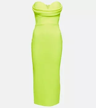 Платье миди Darcy из крепа без бретелек ALEX PERRY, желтый