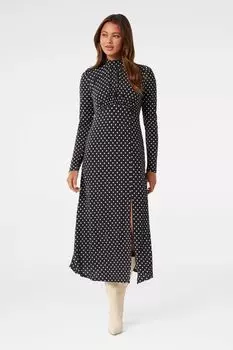 Платье миди Dawson с воротником стойкой Forever New, черный