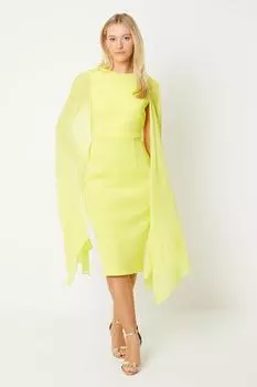 Платье миди Debut London by Coast с рукавами-накидкой и аквалангом Debenhams, желтый