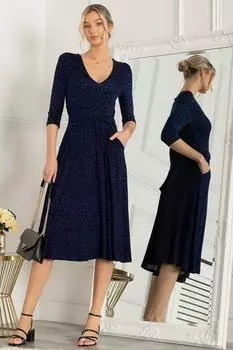 Платье миди Delylah с V-образным вырезом Jolie Moi, синий