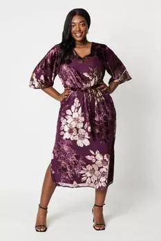 Платье миди Devore с поясом Wallis, фиолетовый