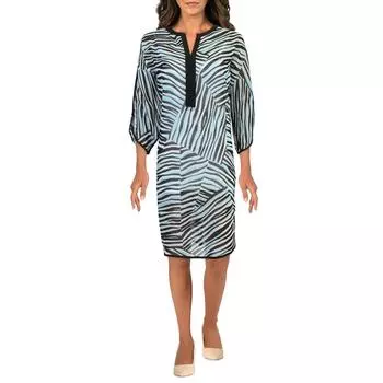 Платье миди длиной до колена с разрезом на шее для женщин в Карибском стиле DKNY, синий