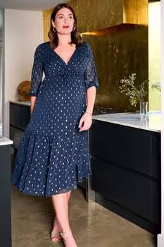 Платье миди для беременных JoJo Maman Bb и принтом из фольги Jojo Maman Bb, синий