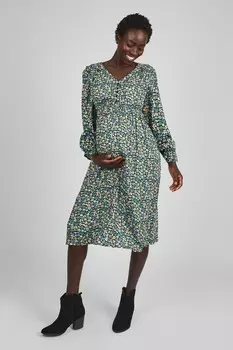 Платье миди для беременных с V образным вырезом Jojo Maman Bb, зеленый