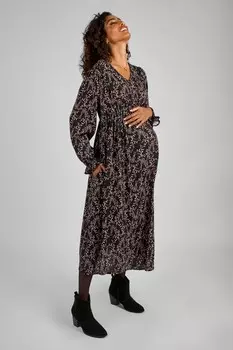 Платье миди для беременных с V образным вырезом Jojo Maman Bb, черный