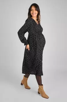 Платье миди для беременных с V образным вырезом Jojo Maman Bb, черный