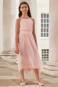 Платье миди для особых случаев с украшением на бретелях бренда Lipsy, розовый