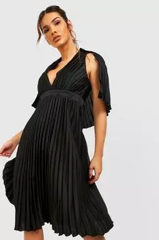 Платье миди для подвески невесты с плиссированной накидкой Boohoo, черный