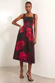 Платье миди для выпускного бала с квадратным вырезом Lipsy, красный