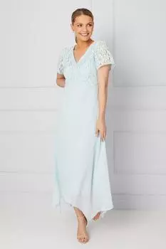 Платье миди Добби с кружевной отделкой Wallis, зеленый