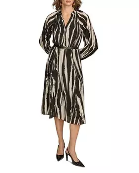 Платье миди Donna Karan с поясом, мультиколор