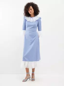 Платье миди dorothy из хлопка в мелкую клетку The Vampire'S Wife, синий