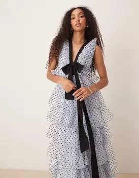 Платье миди Dream Sister Jane Haven с оборками синего цвета