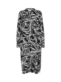 Платье миди drylia swirl с завитком KAFFE, черный/разноцветный
