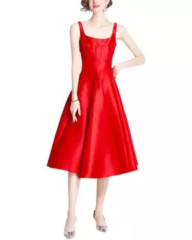Платье миди DZA, красный