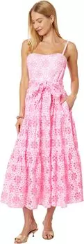 Платье миди Edith с люверсами Lilly Pulitzer, цвет Soleil Pink Funflower Eyelet